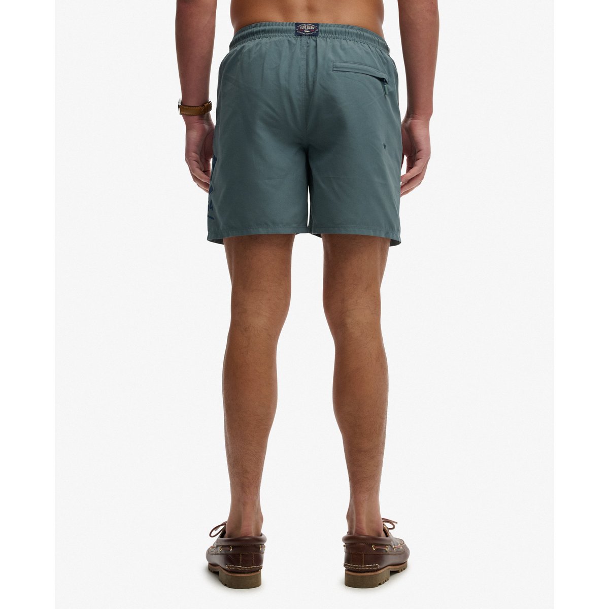 Short de bain 16 pouces Logo Imprimé bleu temps orageux, SUPERDRY
