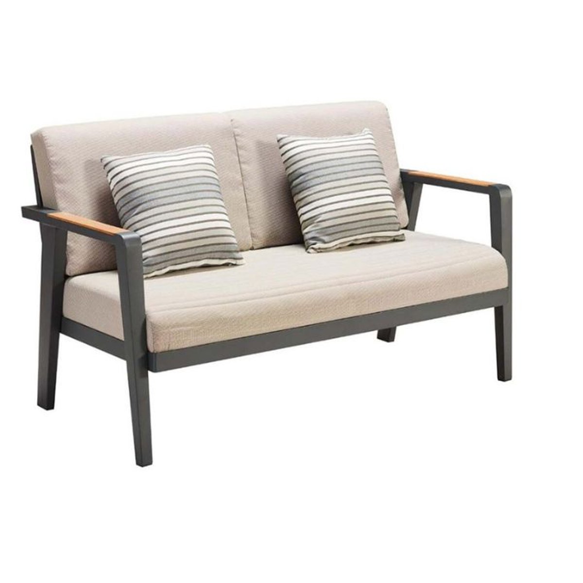 Salon de jardin en aluminium et teck, LOVY XL gris anthracite, AU JARDIN DE CHLOÉ