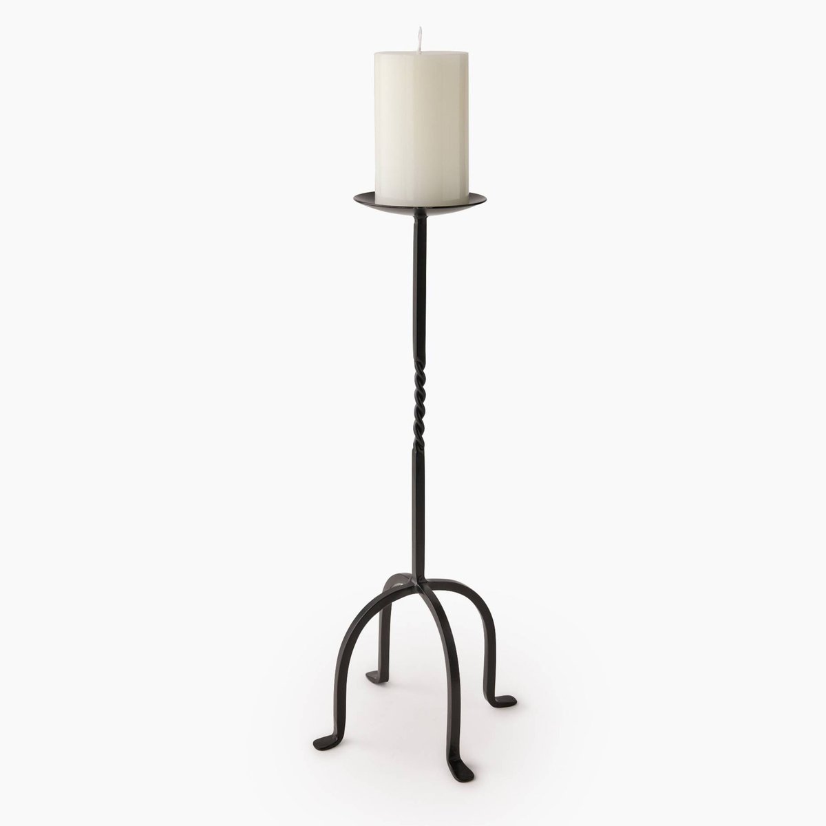 Bougeoir sur pied en métal, 21,5xH52cm noir, MONOPRIX