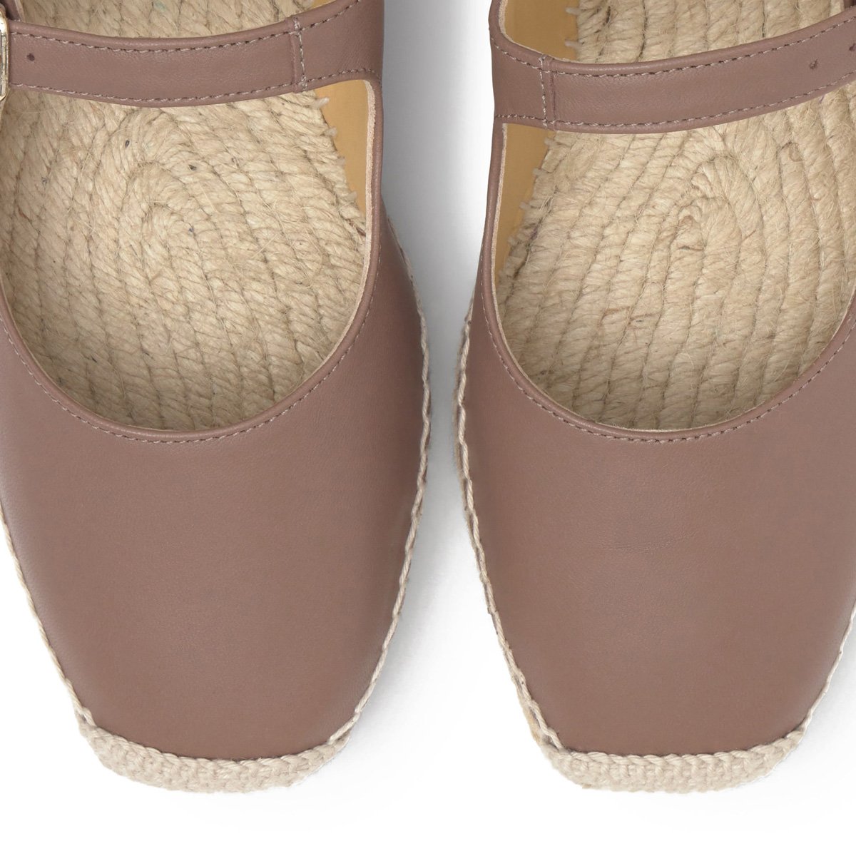 Espadrilles plates style Mary-Jane en cuir nappa PEPA PLATFORM taupe, CASTANER
