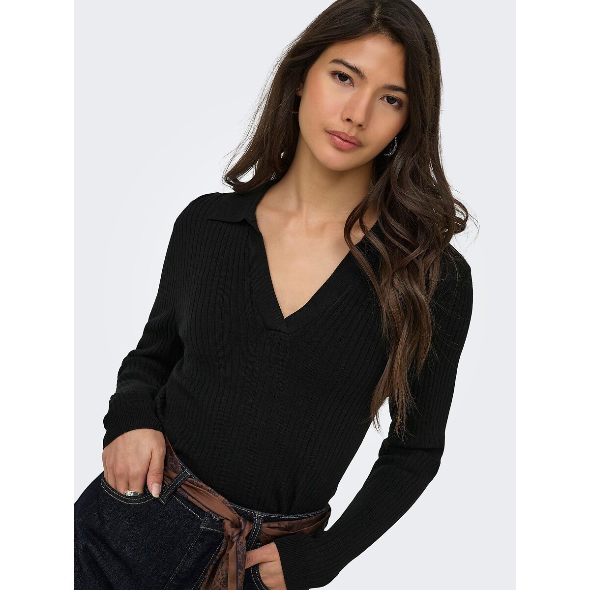 Pull aderente, collo a polo nero , ONLY