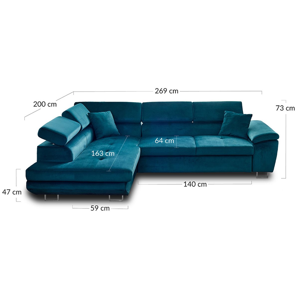 Canapé d'angle gauche convertible 5 places, DIMAS noir, BEST MOBILIER
