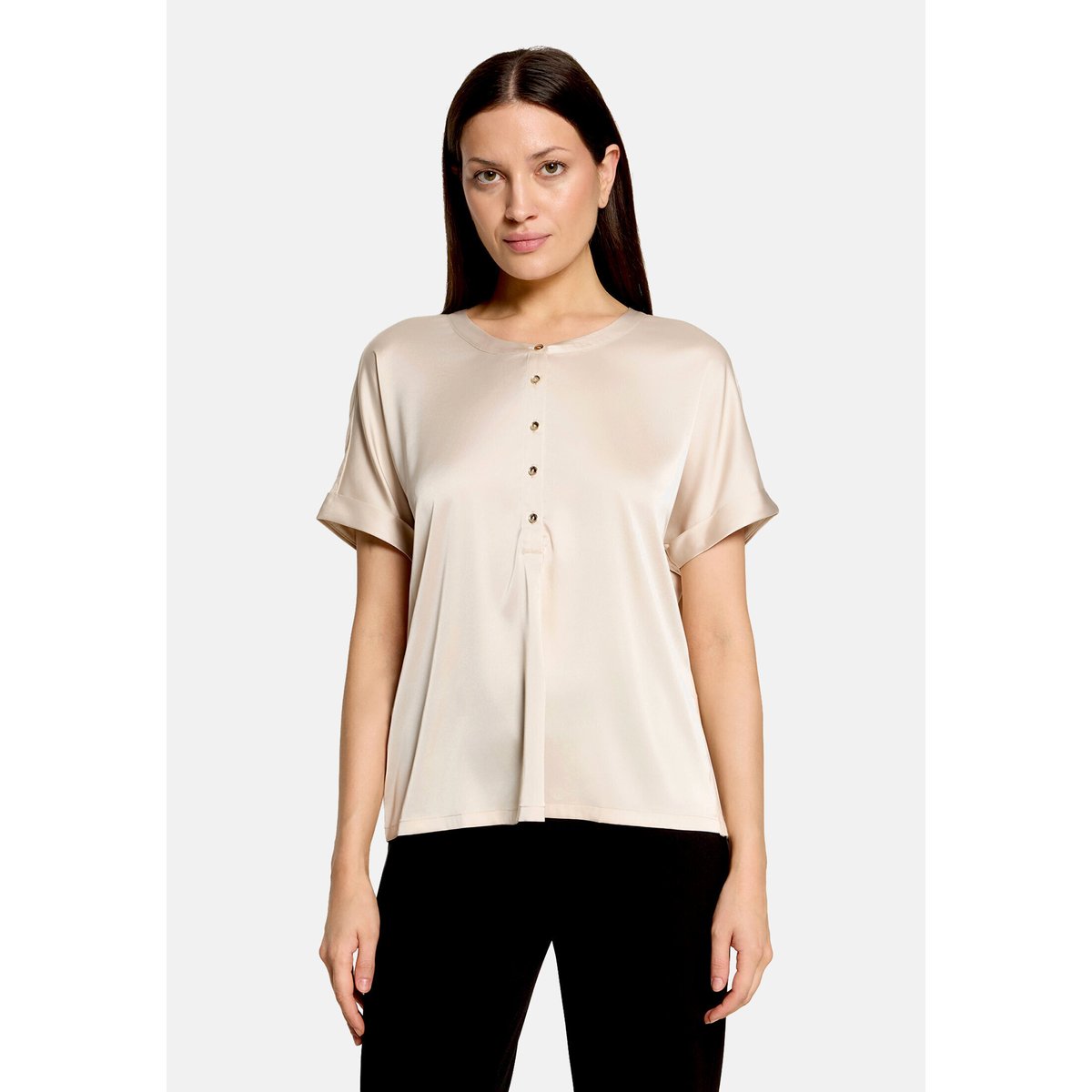 T-shirt façon blouse à revers au bas des manches gris, BETTY BARCLAY