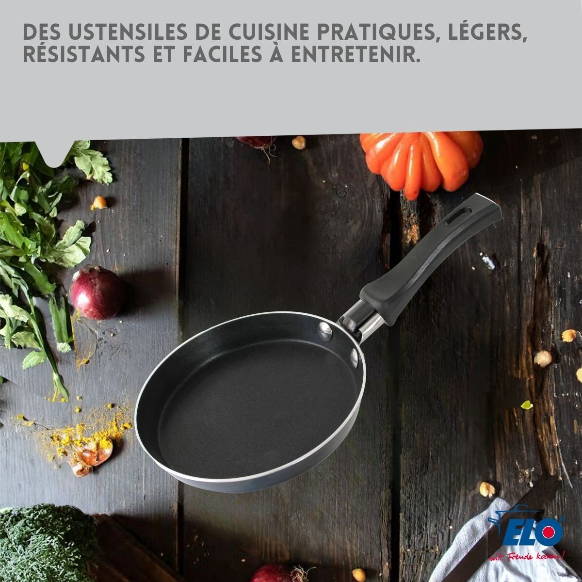 Ensemble de 2 Mini poêles à crêpe en 14 cm JUWEL DE LUXE noir, ELO