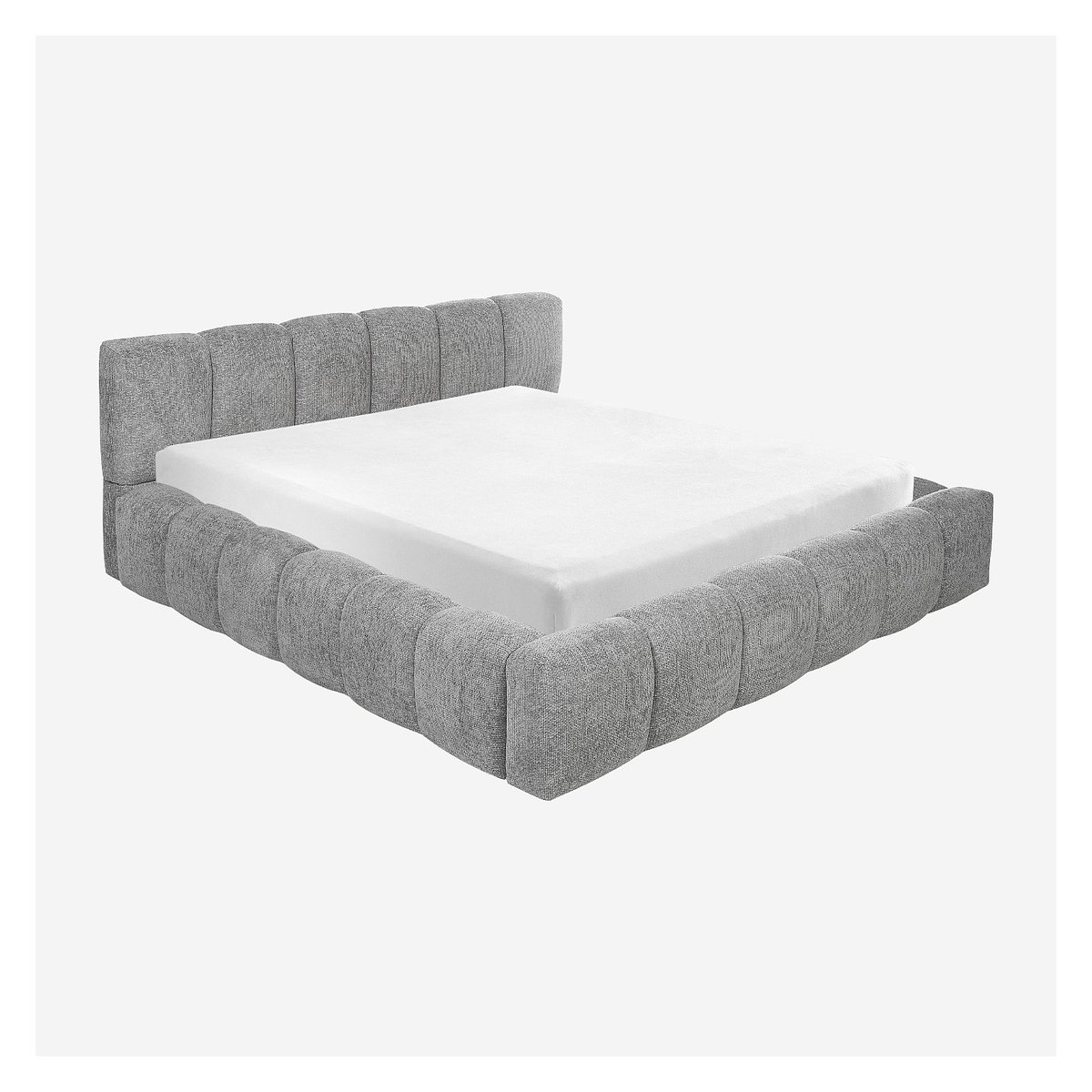 Lit coffre en tissu chenille SETANA gris, HABITAT