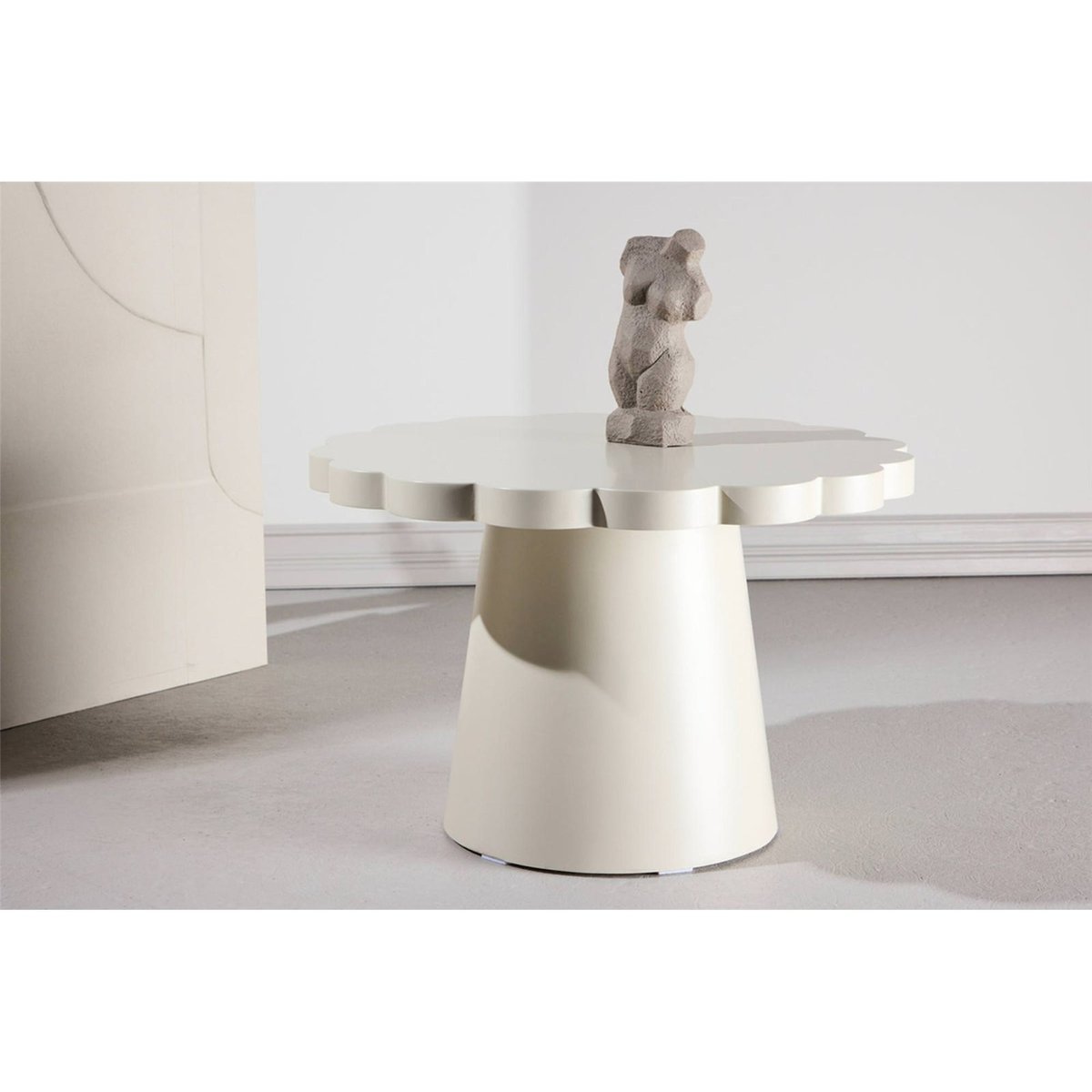 Table basse bois plateau fleur NOYRA crème, RECOLLECTION