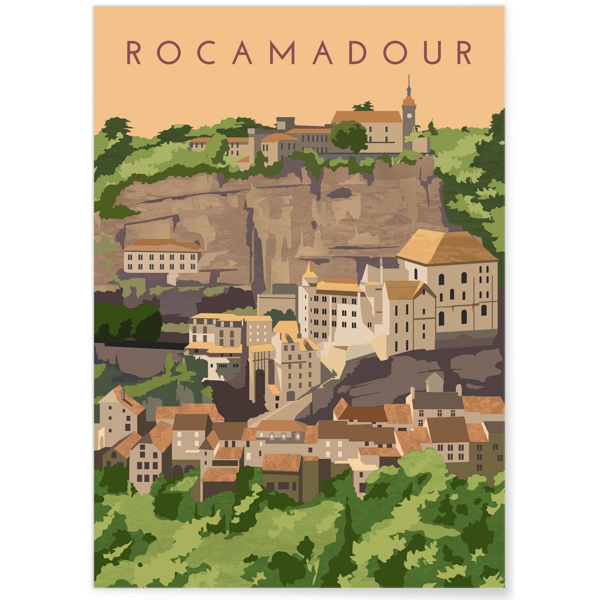 Affiche ville Rocamadour blanc, L'AFFICHERIE