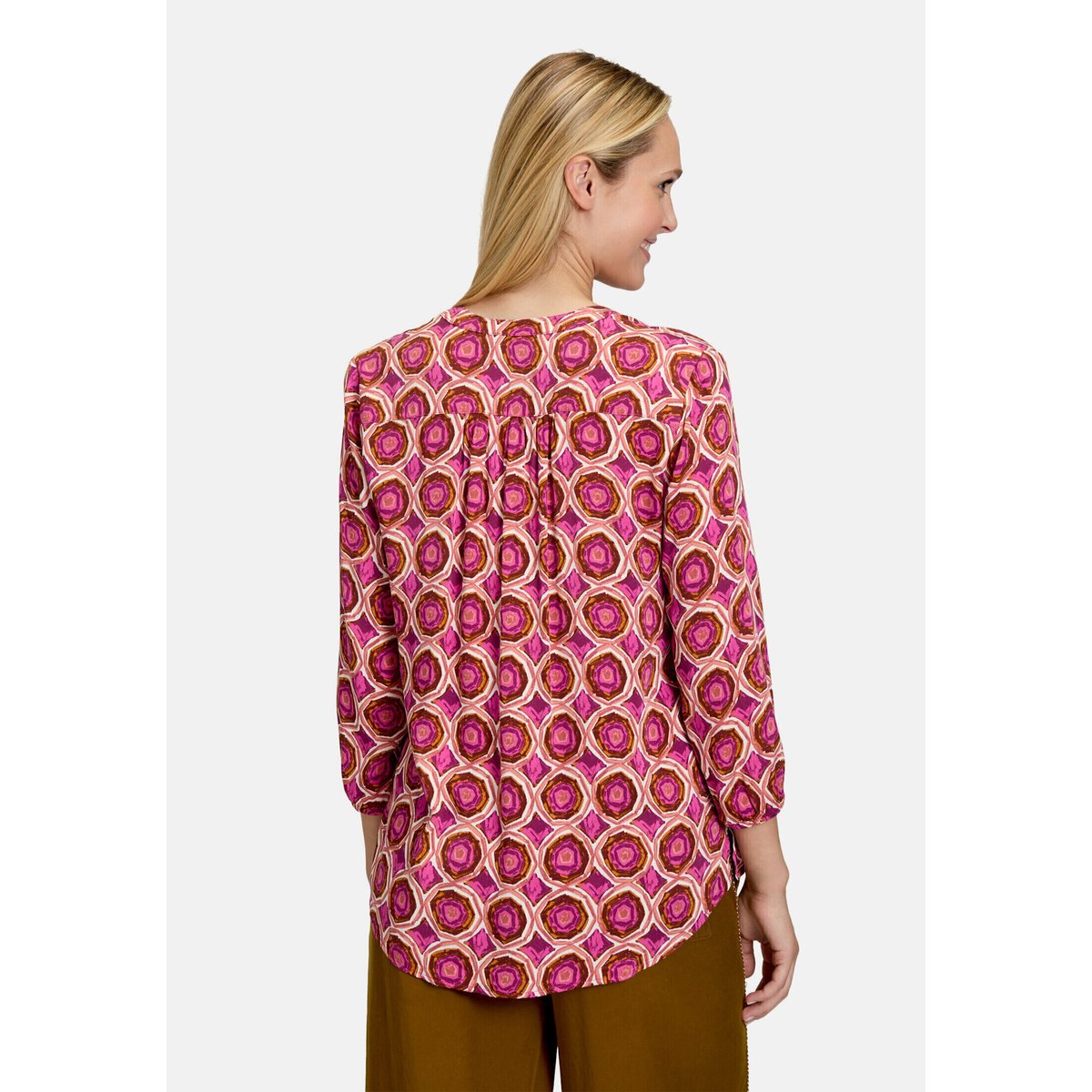 T-shirt façon blouse à motifs blanc/violet, CARTOON