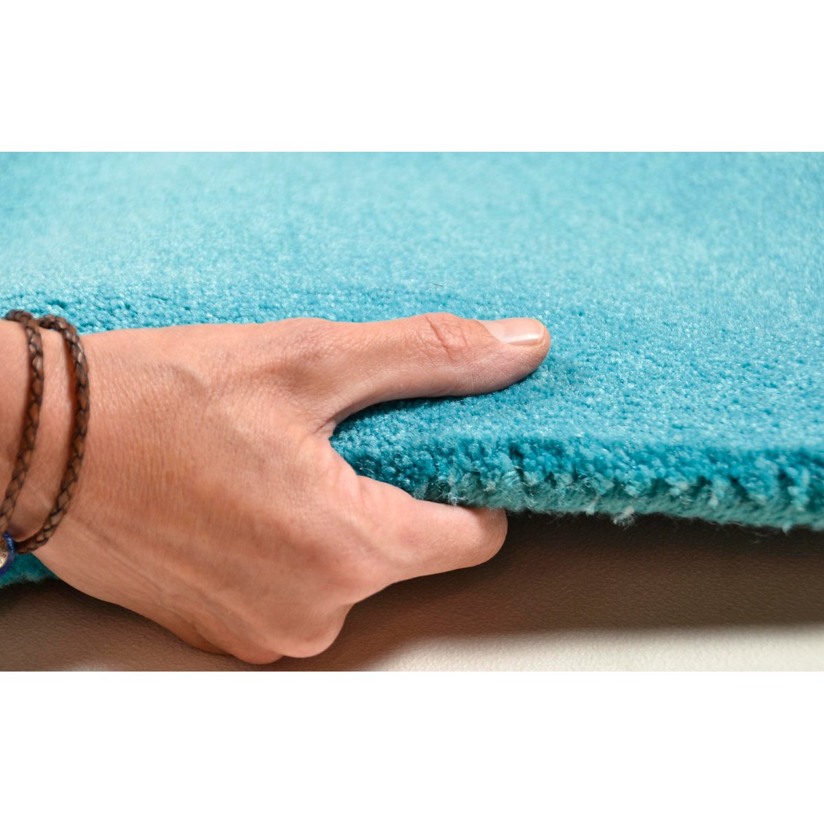 Tapis Salon HAPPY uni, imprimé, 100% nylon turquoise, TOM TAILOR