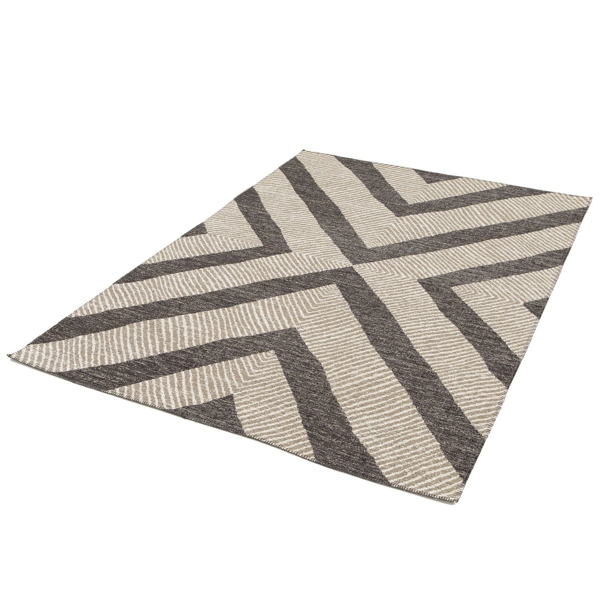 Tapis en jute et polyester recyclé BASALTE brun naturel, AFK LIVING