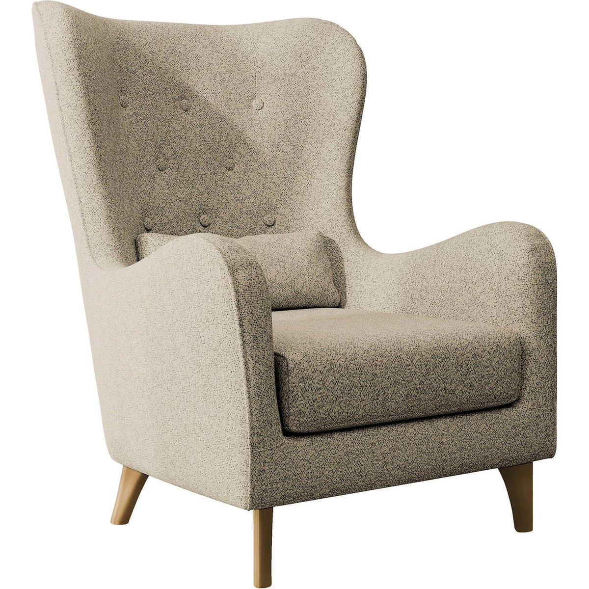 Fauteuil bergère capitonné en velours bleu marine, RECOLLECTION