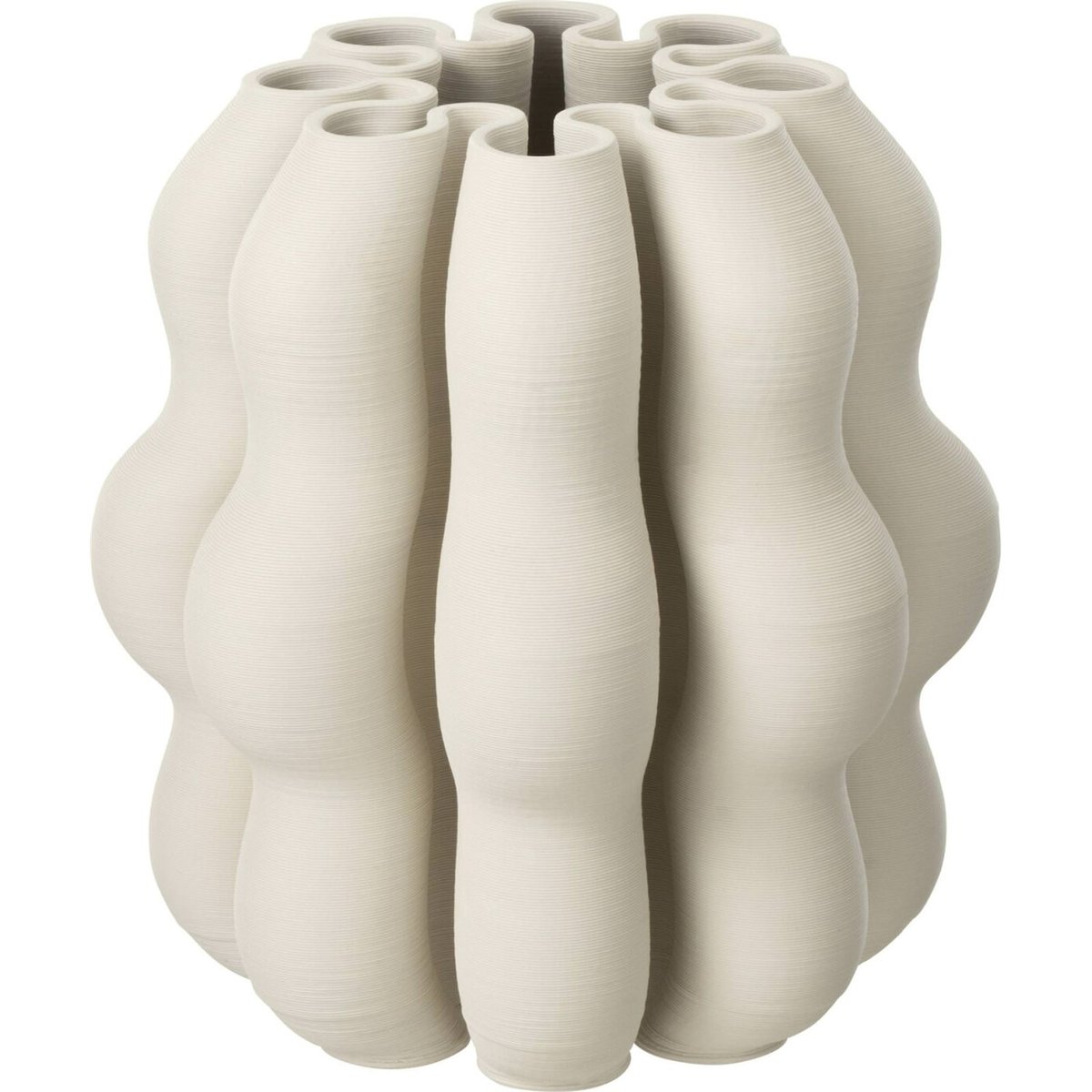 Vase en poterie au relief ondulé beige, RECOLLECTION