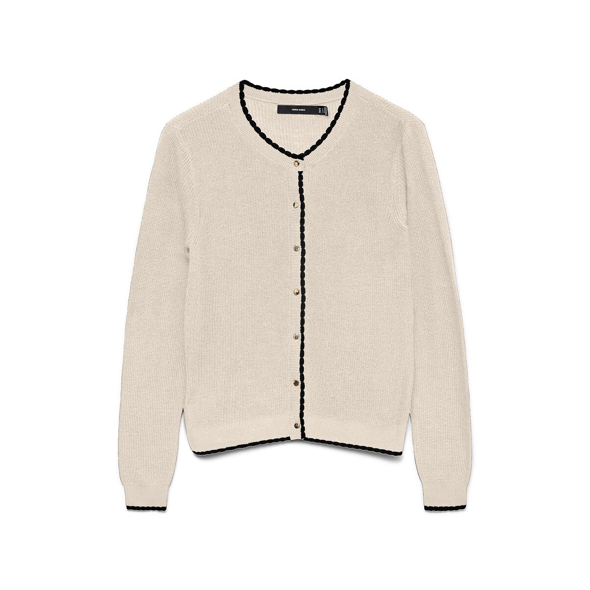 Gilet bicolore manches longues col rond ecru, VERO MODA