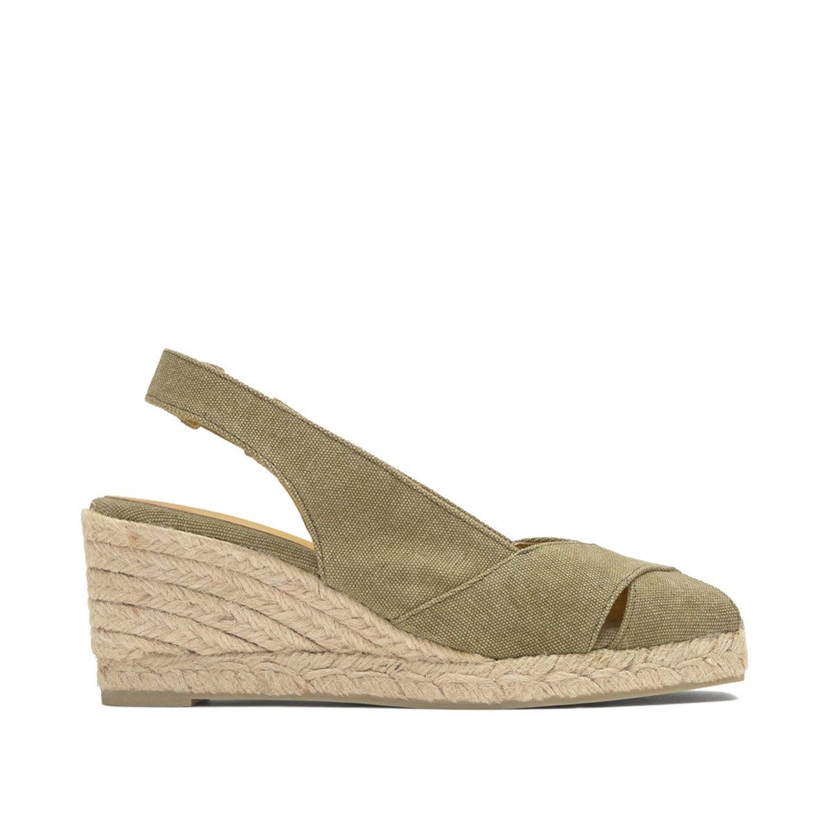 Espadrilles compensées en coton organique DIANNA PLATFORM vert olive, CASTANER