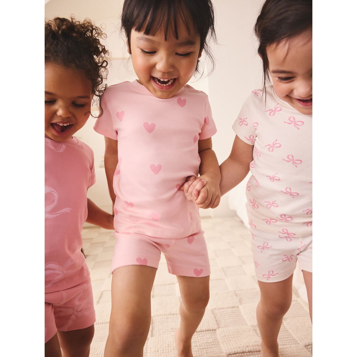 Pyjama short, lot de 3 nœud rose et imprimé cœur, NEXT