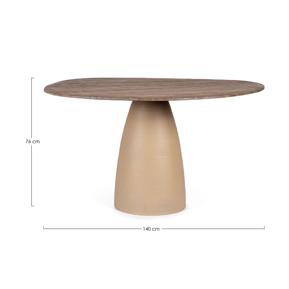 Table organique en manguier et métal crème 6 places L140 - SHIVA marron, HELLIN, DEPUIS 1862