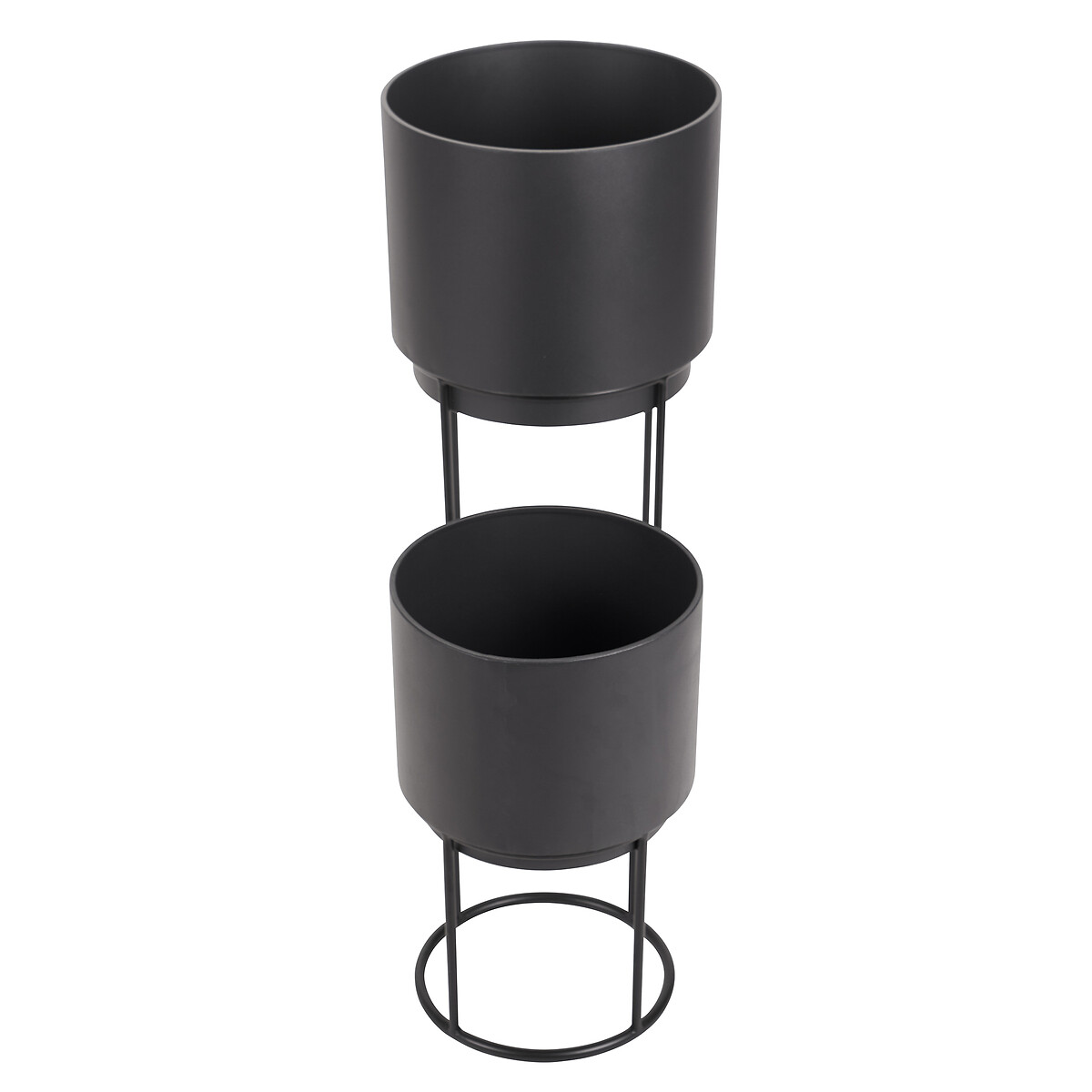 Set of 2 Graphite Metal Circular Planters graphite, ÉDITÉ