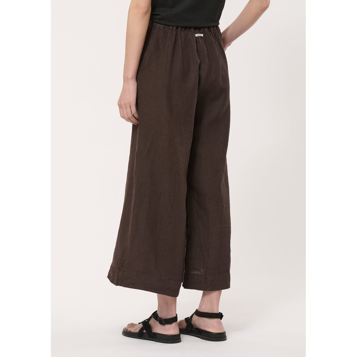 Pantalon cropped en lin chocolat, HUMILITY