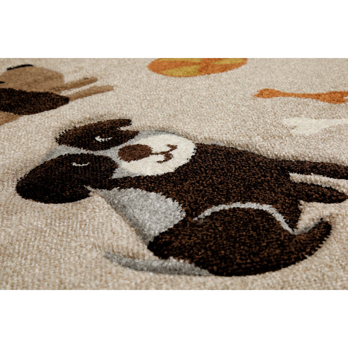 Tapis enfant rond motif chiens , Rocky & Friends sable beige, SMART KIDS