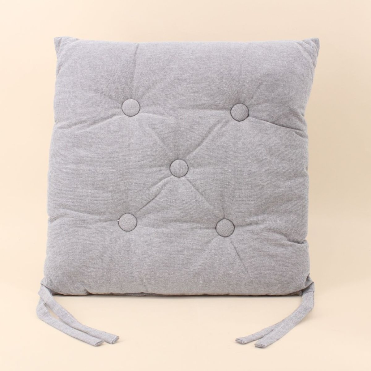 Lot de 4 galettes de chaise capitonnée gris, ORNAMI