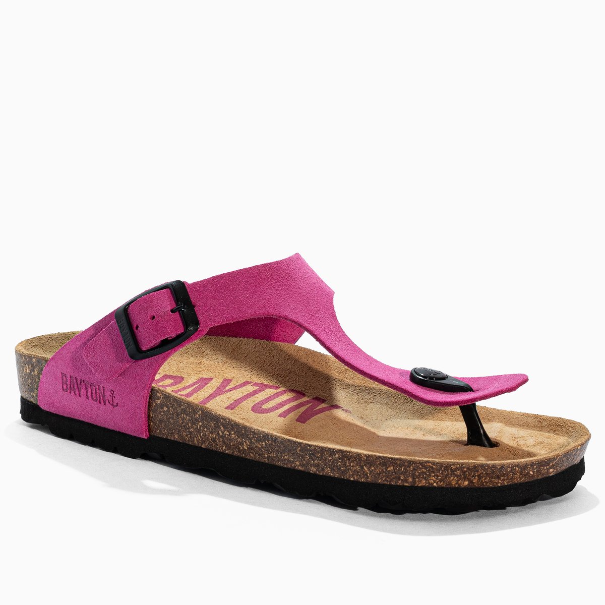 Tongs en cuir suédé MERCURE pink, BAYTON