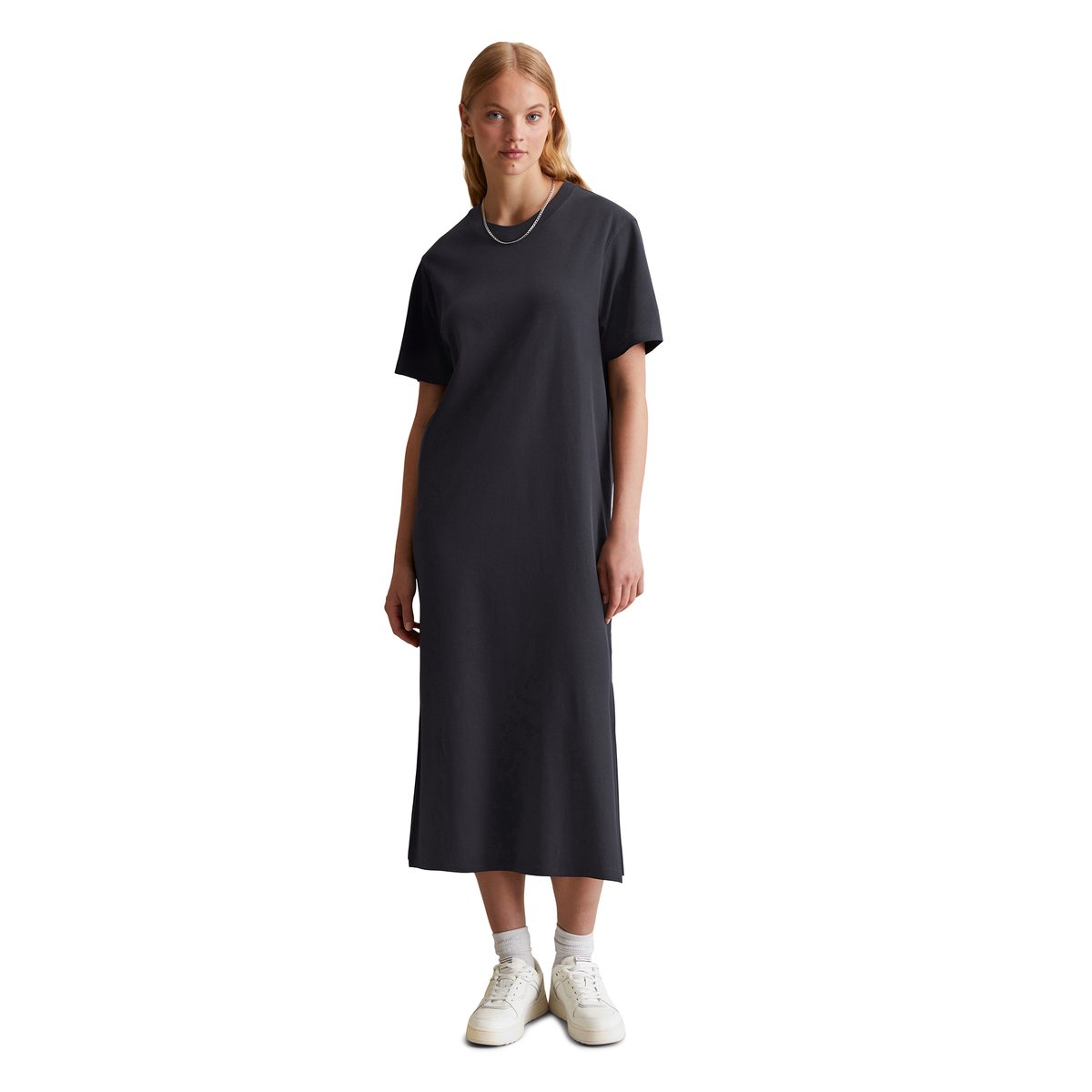 DfC Robe en jersey relaxed en coton bio côtelé bleu foncé, MARC O’POLO DENIM