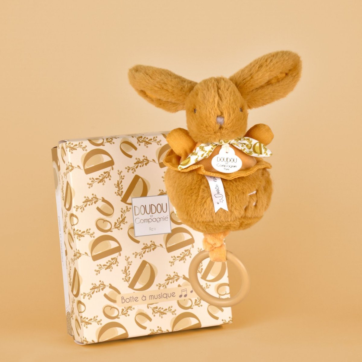 Peluche musicale ocre, DOUDOU ET COMPAGNIE