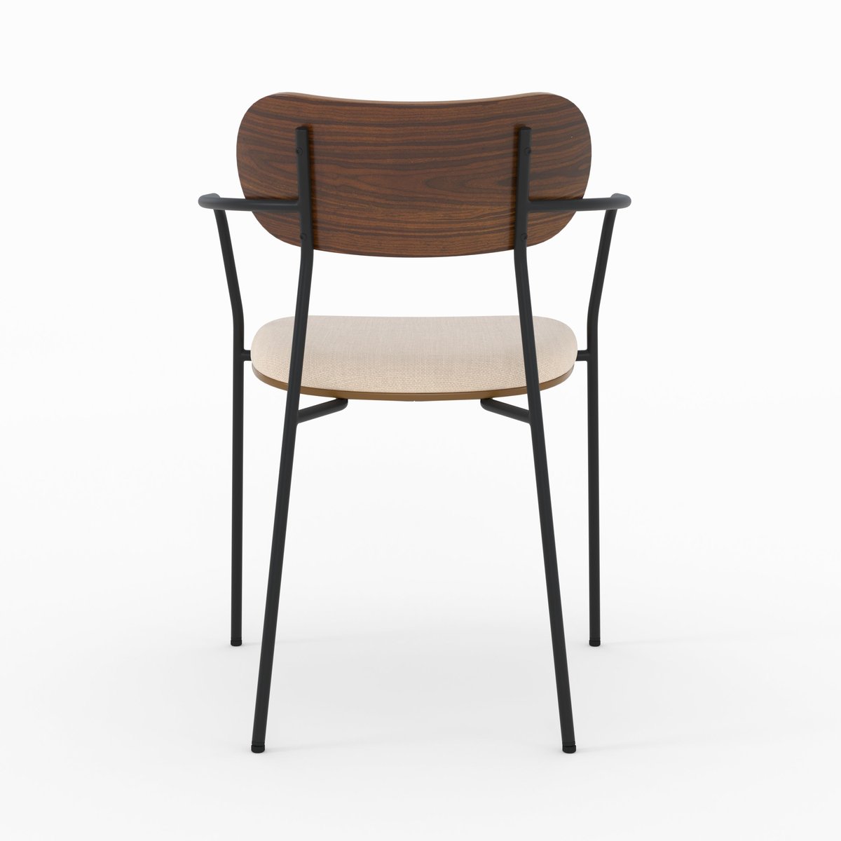 Lot de 2 chaises en tissu et placage en bois - MARINE beige, MAISON PAVANE