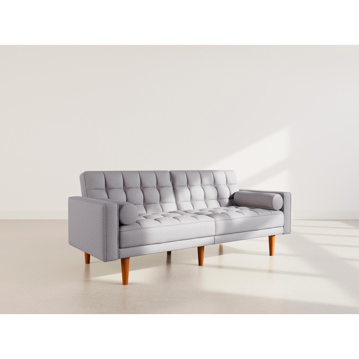 Banquette convertible clic-clac tissu texturé, SUZANNE gris clair, BEST MOBILIER