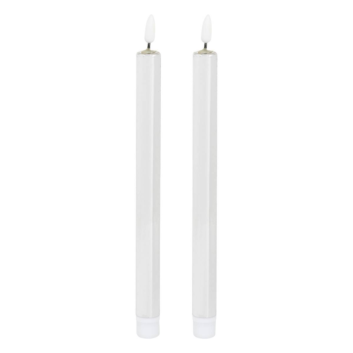 Lot de 2 bougies LED bâton métal rouge argent, FEERIC LIGHTS & CHRISTMAS