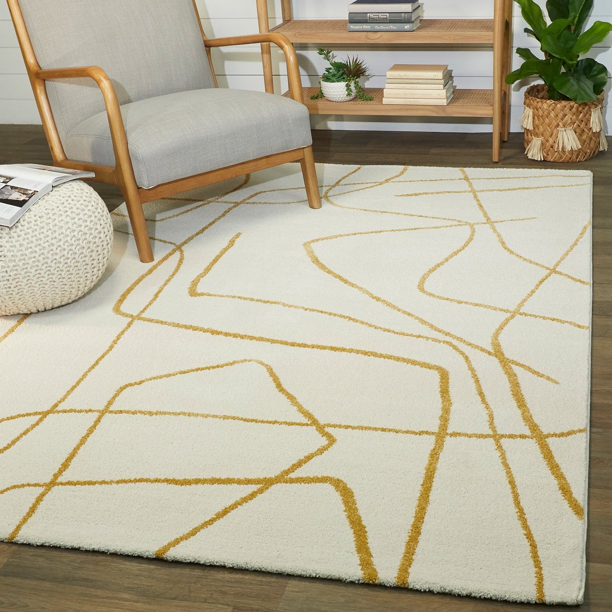 Tapis doux et design LUMEN jaune naturel, AFK LIVING