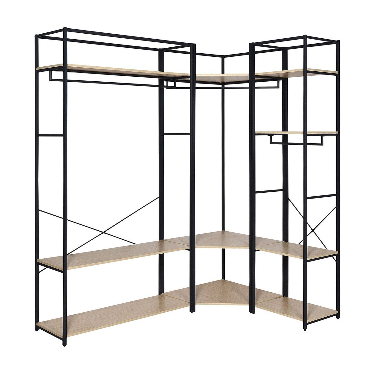 Lot de 3 portants vêtements en bois et métal 180x200cm JUNE noir, MOB IN