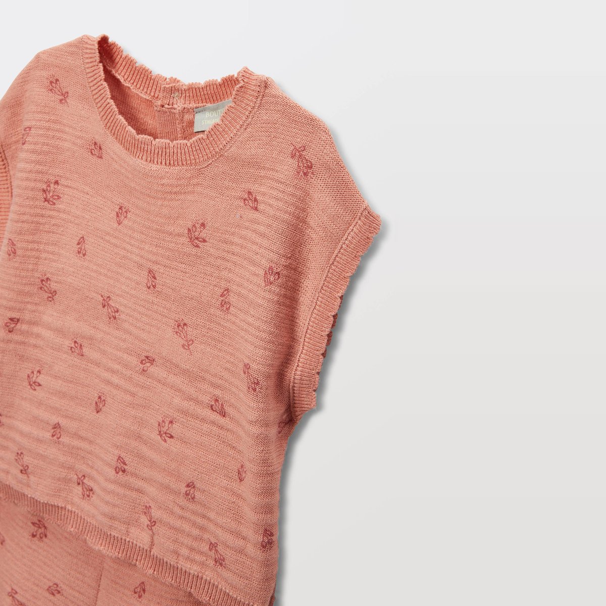 Ensemble pull sans manches et short tricots unis en coton canyon, BOUT'CHOU