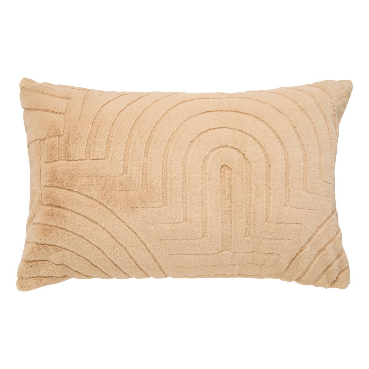 Coussin rectangulaire en imitation fourrure ARKA beige lin, ATMOSPHERA