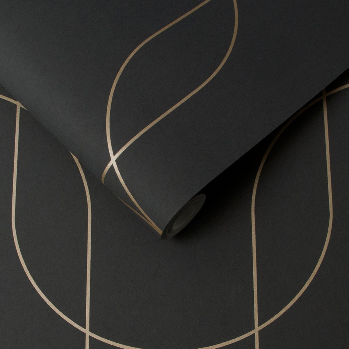 Papier peint Palais Dark & Gold anthracite et doré, GRAHAM ET BROWN