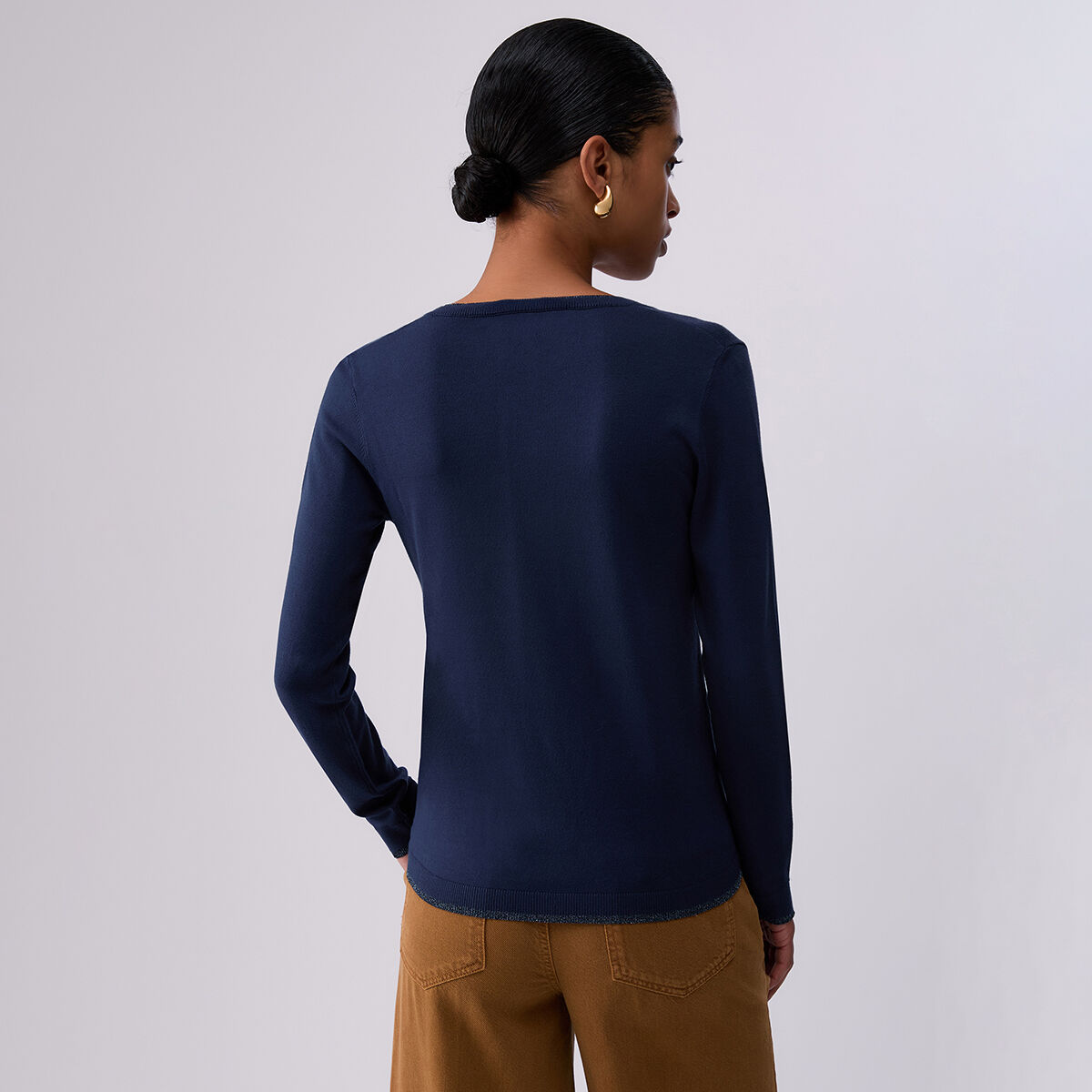 Pull à encolure en V bleu marine, LIU JO
