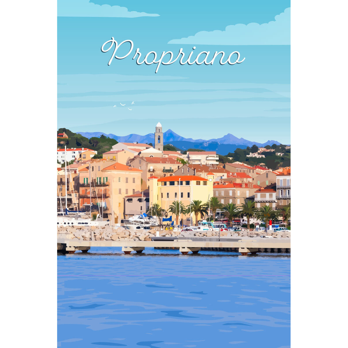 Tableau Mural Illustration Propriano ILLUSTRATION tableaux sur toile-bleu, CEANOTHE