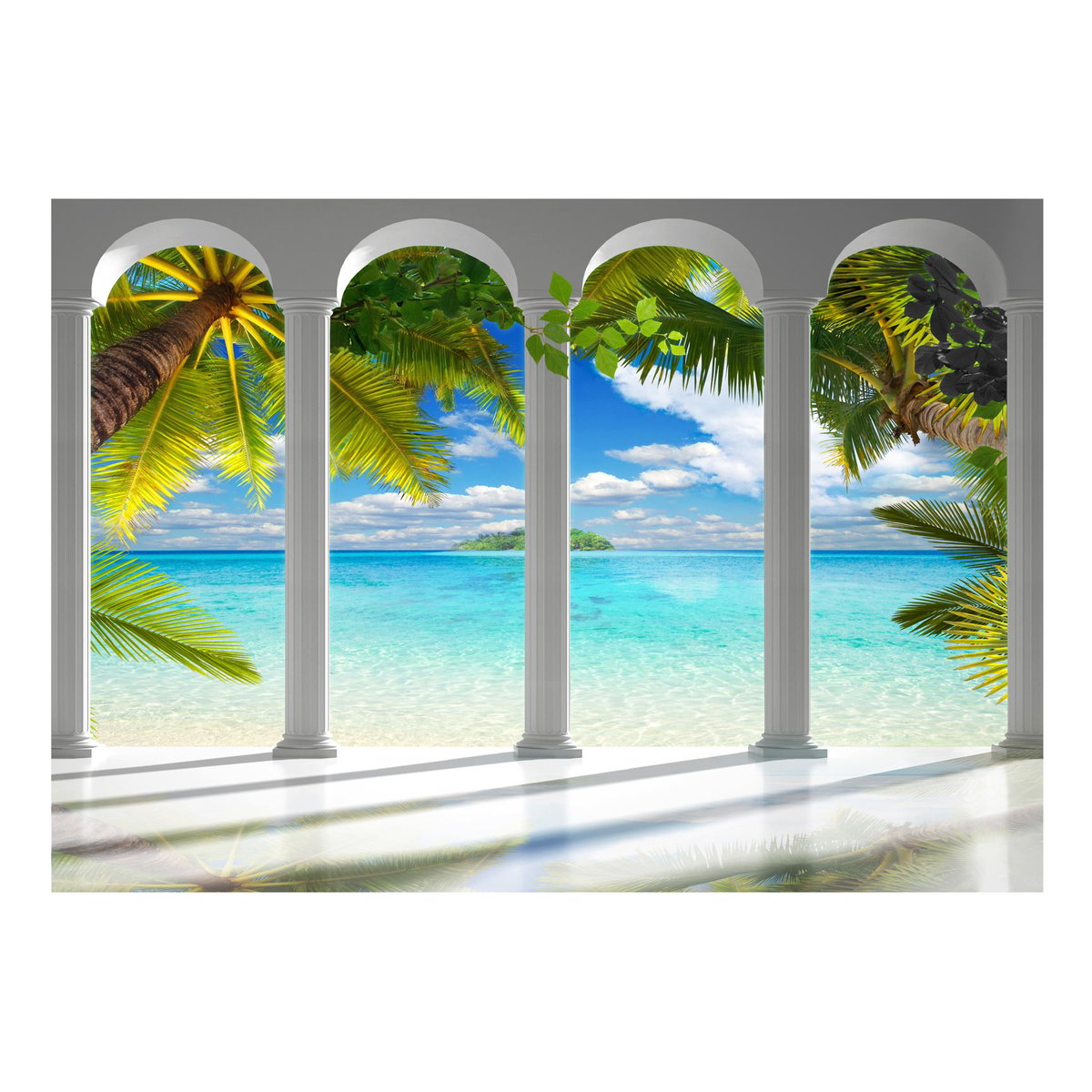 Papier peint intissé panoramique Paysage Sea behind Columns gris / argent, EDEN