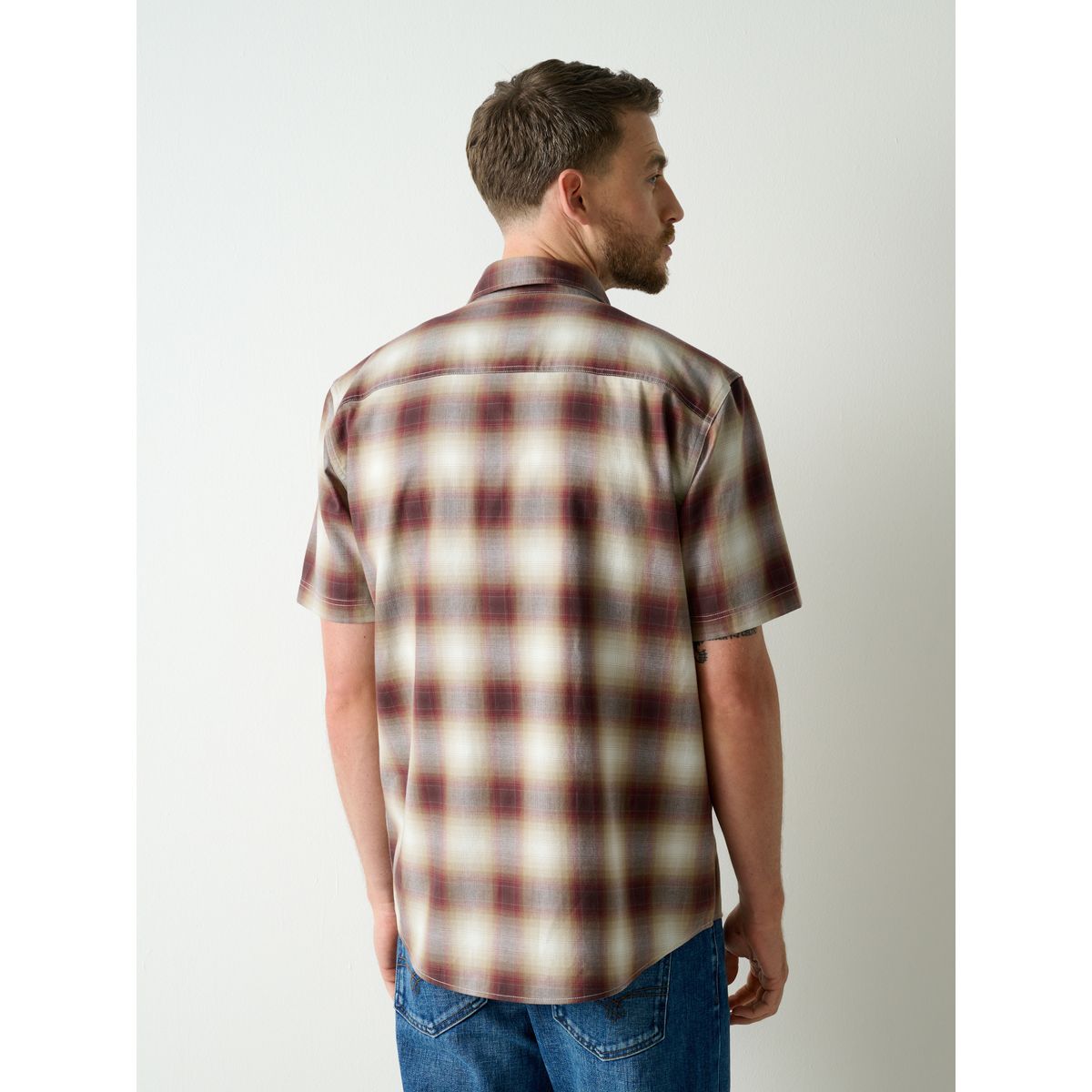 Chemise à carreaux western et manches courtes rouge, NEXT