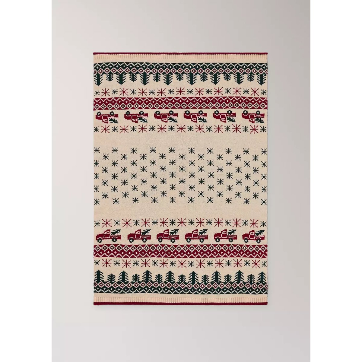 Plaid en maille jacquard à motif de Noël rouge, MANGO HOME