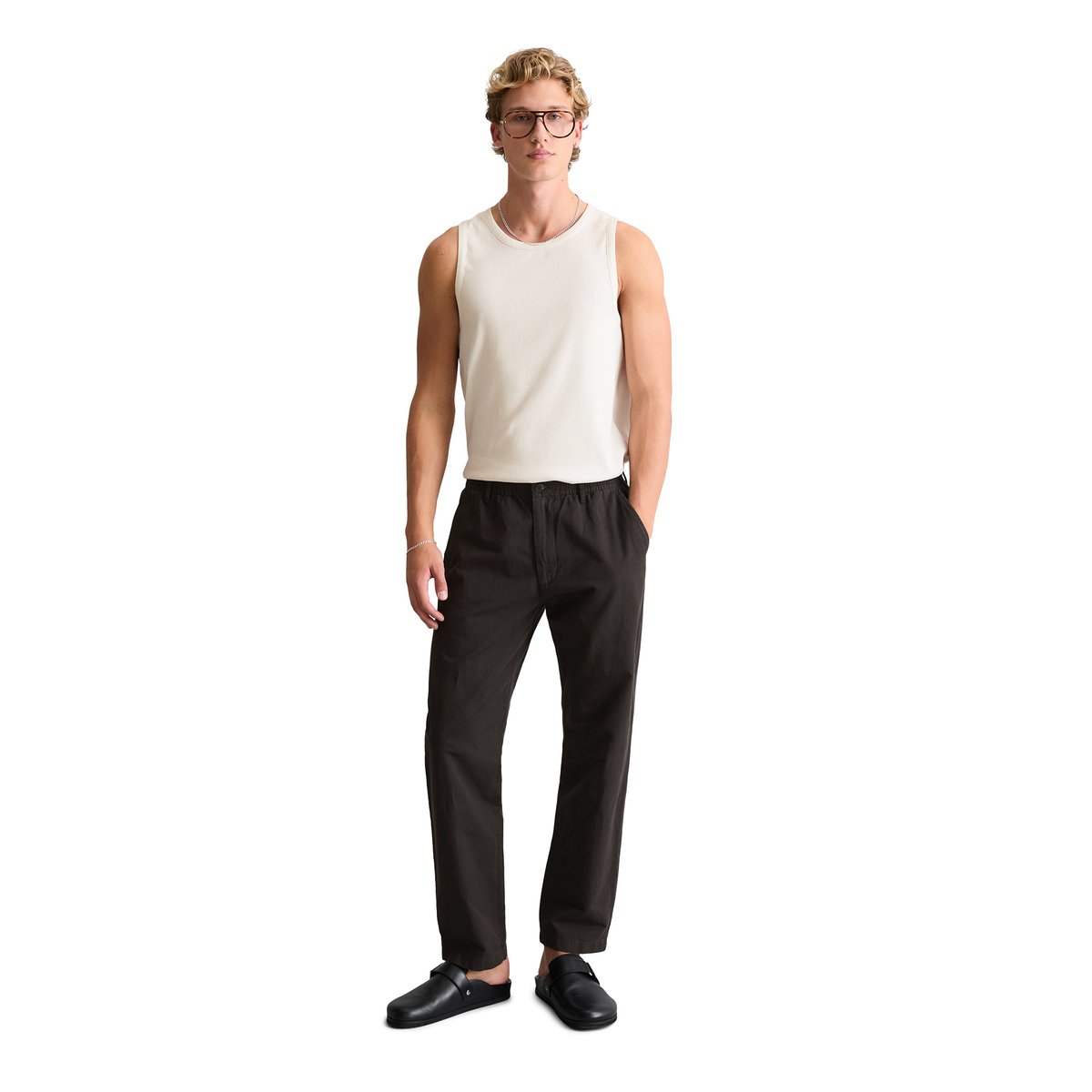 Débardeur côtelé DfC slim en coton bio mélangé blanc, MARC O’POLO DENIM