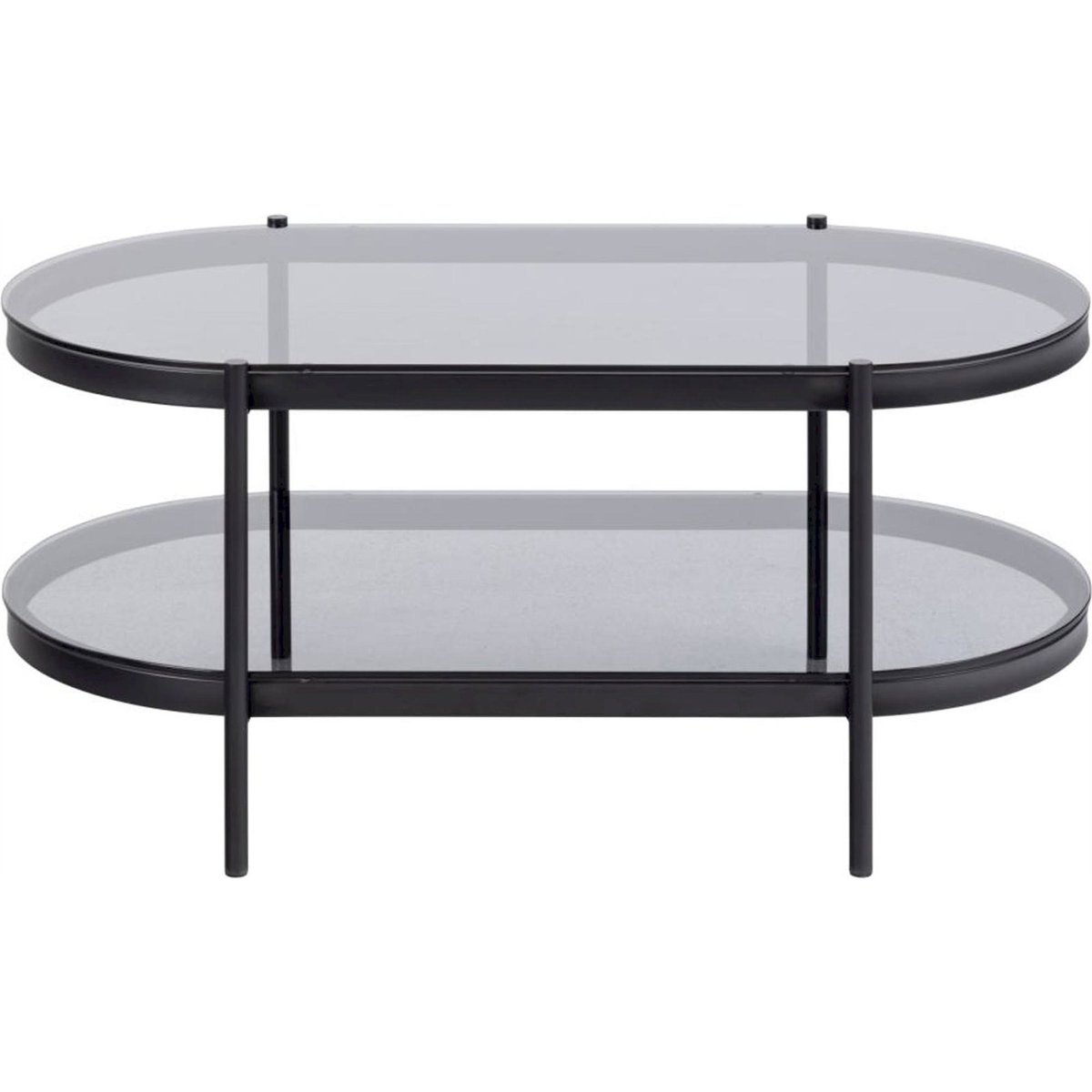 Table basse ovale verre et métal AYKAL noir et verre fumé, RECOLLECTION