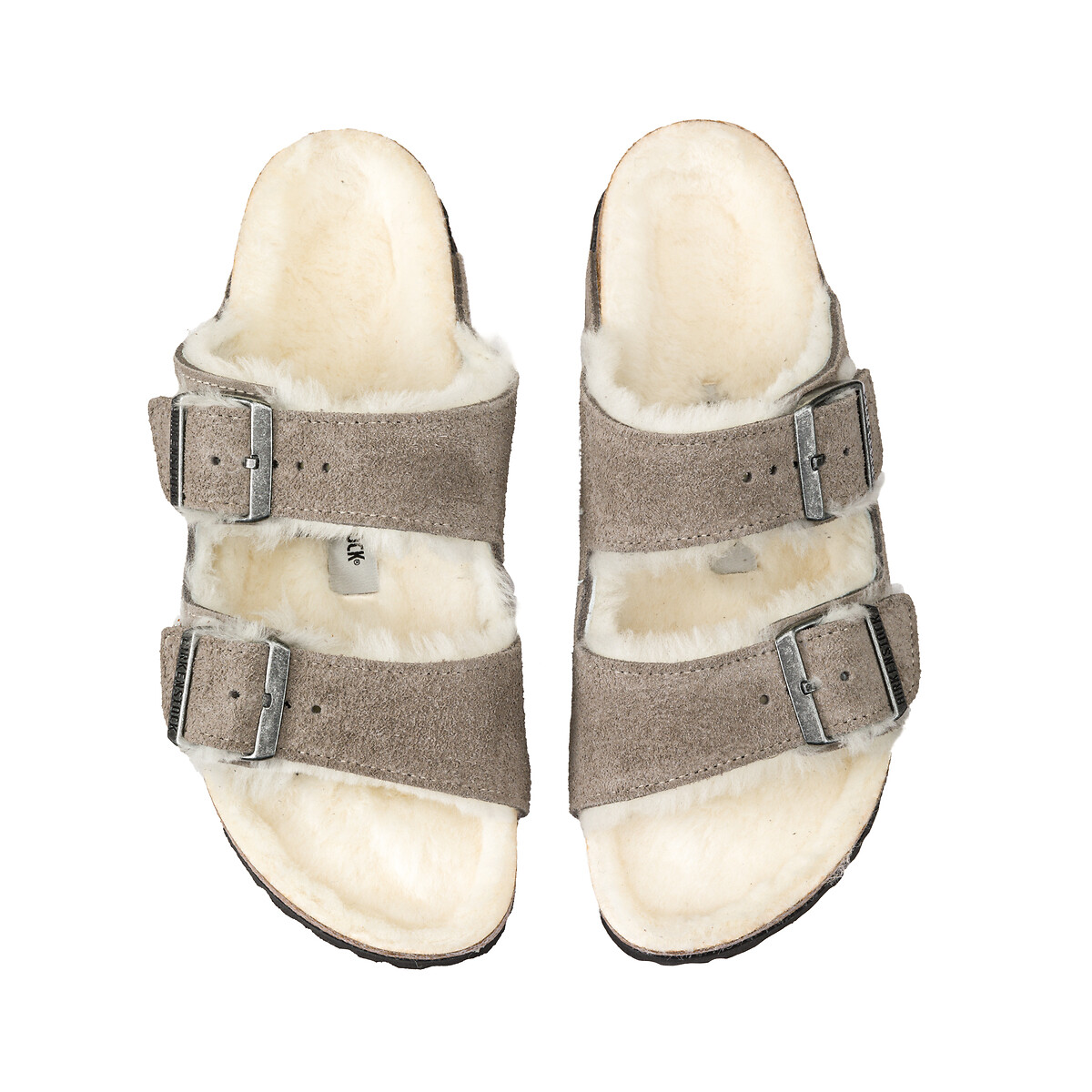 Mules cuir fourrées Arizona Fell gris, BIRKENSTOCK