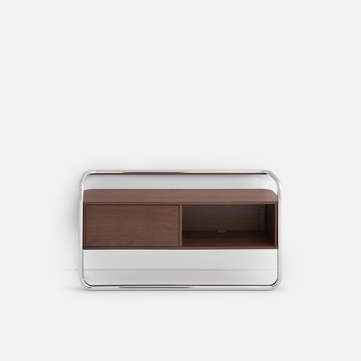 Meuble TV caisson 1 porte, largeur 120 cm, GIORGIO coloris noyer/chrome, LA REDOUTE INTERIEURS