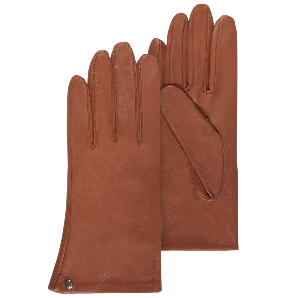 Gants cuir d'agneau - doublés soie brun cognac, ISOTONER