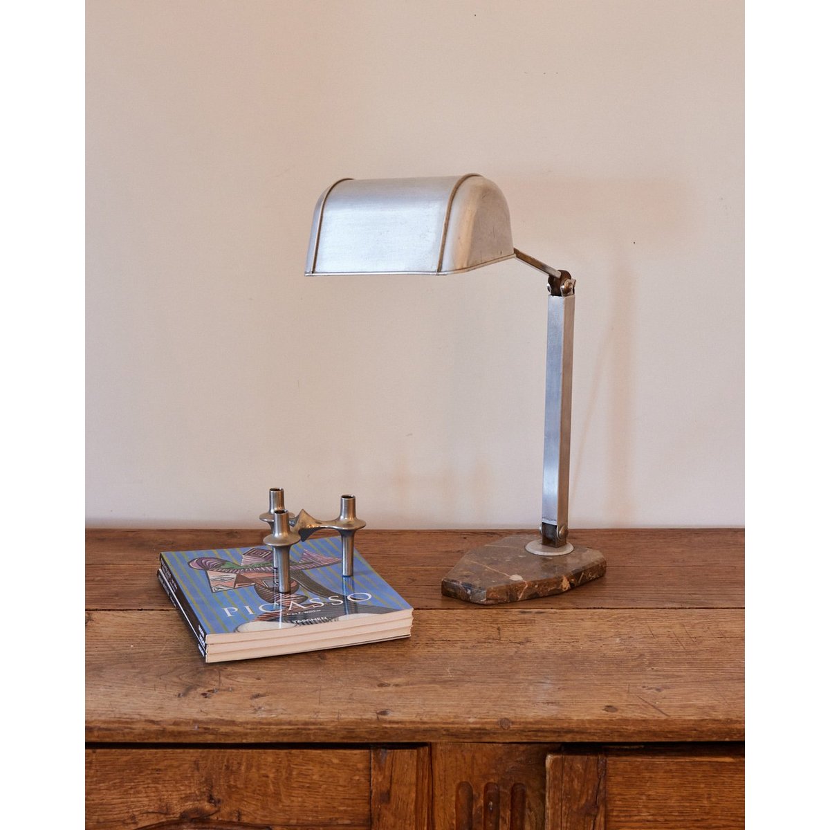 Lampe de bureau en métal vintage Julia N°1064 - Bon état argenté, DEBONGOUT