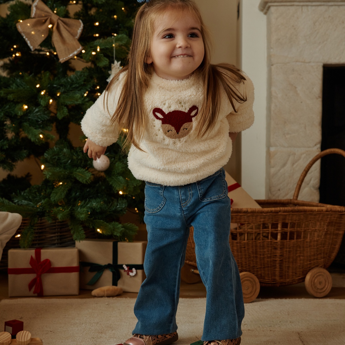 Sweat-shirt bébé en sherpa Grace vanille, PETIT BEGUIN
