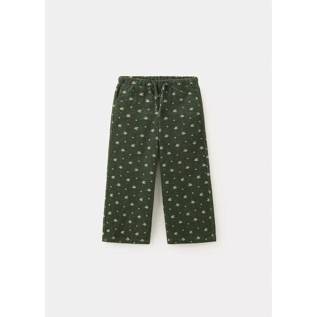 Pantalon en drap imprimé à fleurs kaki, MANGO BABY