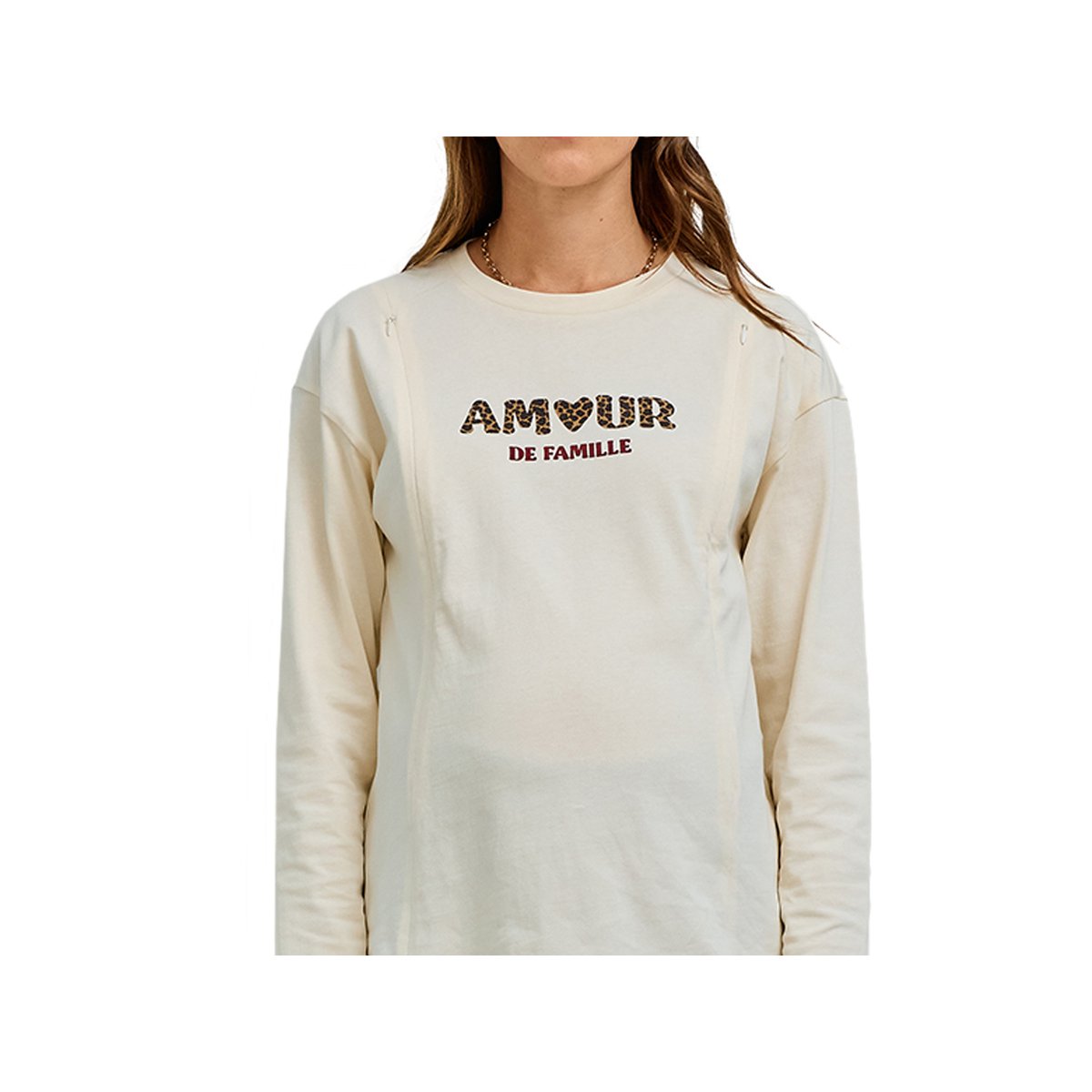 T-shirt grossesse et allaitement motif amour écru, VERTBAUDET