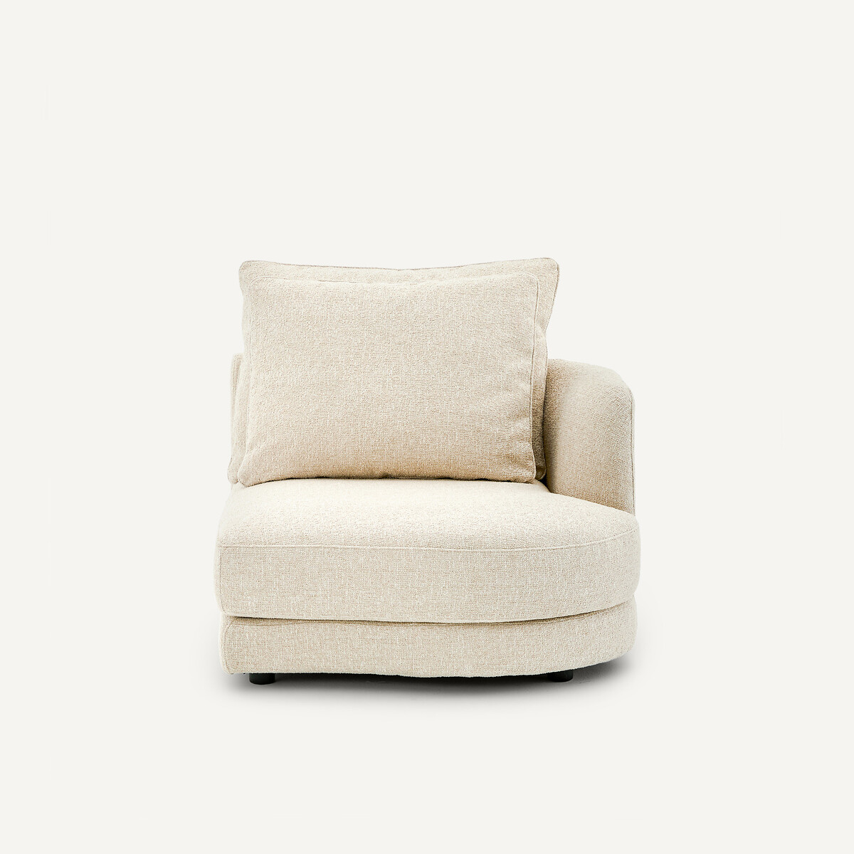 Rechtes, abgerundetes, modulares Halbsofa aus Bouclé, TIBERIO kreide, AM.PM